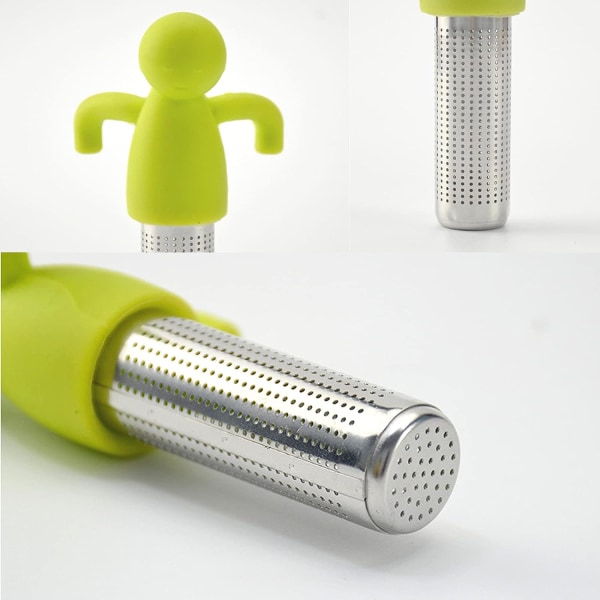 2 stk. rustfrit stål silikone te-infuser, hængende te-filter te-infuser til løs te silikone te-infusere til tekande, kopper og kop(Grøn)