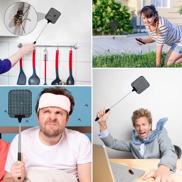 3 stk. Teleskopisk Fluefanger, Hånd Fluefanger, Solid Fluefanger til Fluer, Myg og Insekter