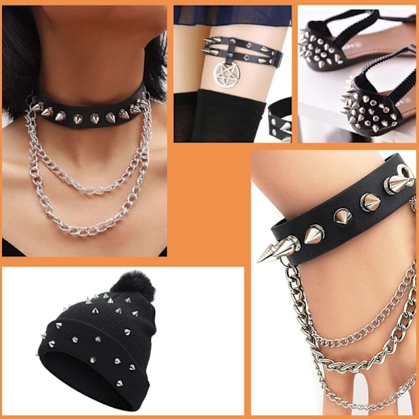 100 stycken 7x10 mm Dekorativa metallnitar punk nitar spetsiga nitar killer nitar punk spetsiga nitar metallnitar för DIY läderhantverk kläder väskor skor s
