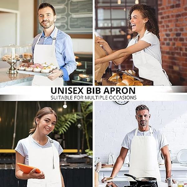 Utopia Kitchen 2-pack justerbar haklappsförkläde med 2 fickor