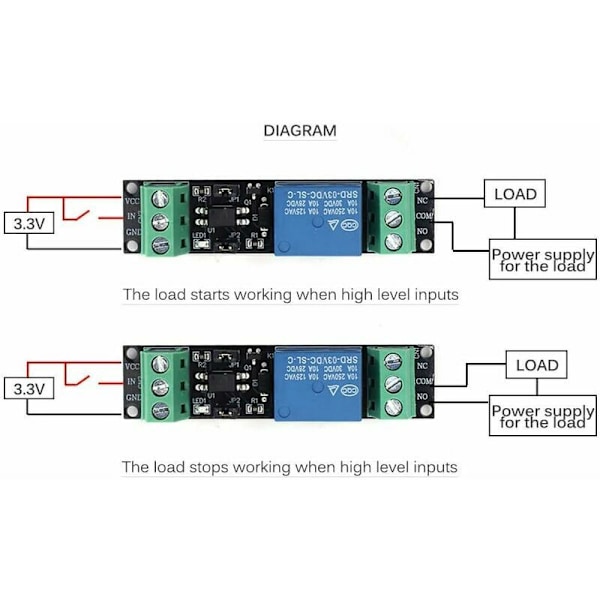 3V 1-kanals Relä Strömbrytarmodul med Optokopplare Högnivåtrigger för ESP8266 Utvecklingskort (5-pack)