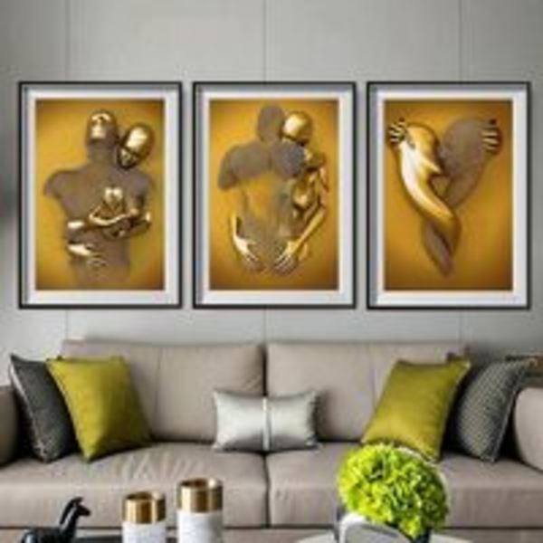 Modern konstposter, abstrakt metallfigur skulptur canvas, 3D metallfigur staty väggkonst dekoration oramad för vardagsrum/sovrum/kontor, 4060c