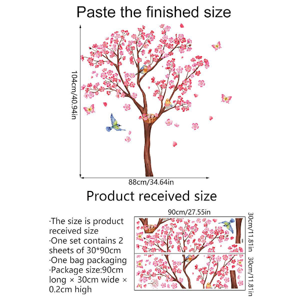(88*104cm) Väggdekaler Växter Och Blommor Till Den Japanska Stilen Väggdekaler Bakgrund Vägg Dekoration Väggdekaler Självhäftande Väggdekaler