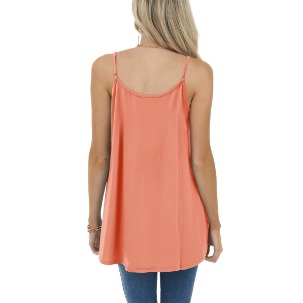 Sommer Tank Tops for Kvinner Plissert Spaghetti Stropp Camisole Løs Passform Casual Ermeløs（L）