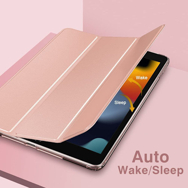 iPad 10.2 Etui (Rose Gold, iPad Ikke Medfølger) til 2021 iPad 9. generation/2020 8. generation iPad/2019 7. generation iPad, Blød Mat Bagside Tynd S