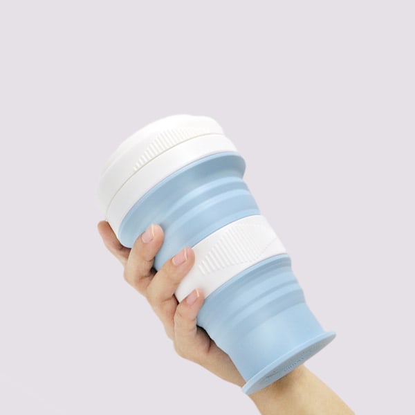 Silicone Folding Coffee Cup Car Retractable Water Cup Portable Silicone Kettle Student Kettle blue