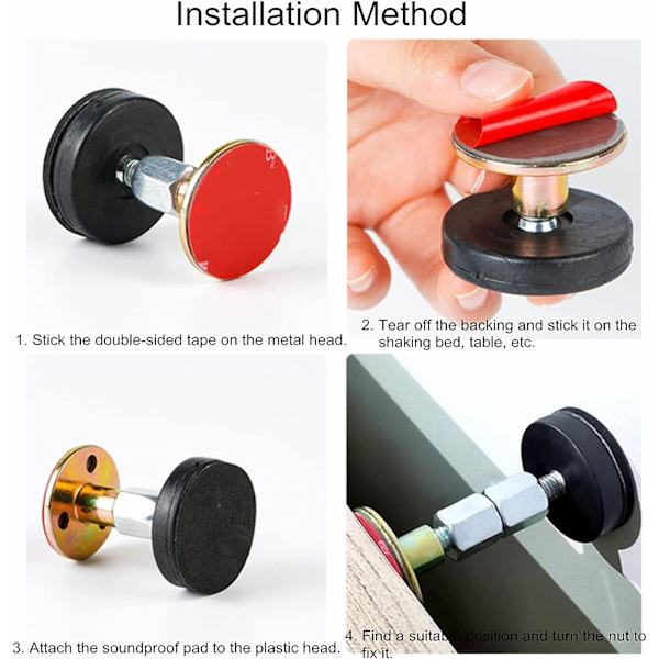 4-pakning (67-87mm) Justerbar Anti-Shake Gjengbar Seng Ramme Verktøy Teleskopisk Støtte, Hodegjerl Plugger Fixer for Seng, Garderobe, Stol, Sofa
