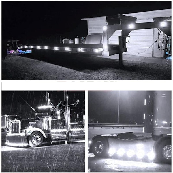 10X LED Sidemarkeringslys 12/24V LED Positionslys Trailer Sidelygte Advarselslys til Lastbil RV Campingvogn (Hvid)