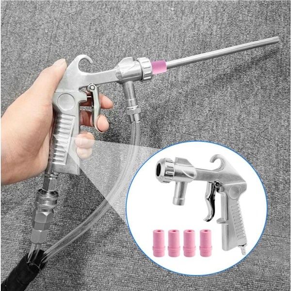 Tryckluftdriven sandblästringspistol med 4 munstycken (4,5 mm/5 mm/6 mm/7 mm) Kit med sandblästrar för sand