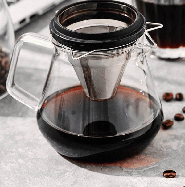 Kaffe filterkopp i rostfritt stål, pappersfri, droppfilter, bärbar kaffefilter