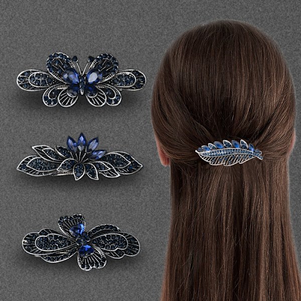 3 kpl naisten kristallitimantti vintage kukka perhonen design barrette klipsi hiusneula rusetti hiuskoristeet satunnaisia värejä