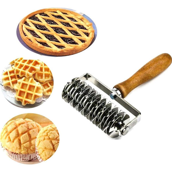 Rustfrit stål wienerbrødskrølle maskine, gittertromle skæremaskine, tærte, pizza, kage, brød, kiks bageværktøj
