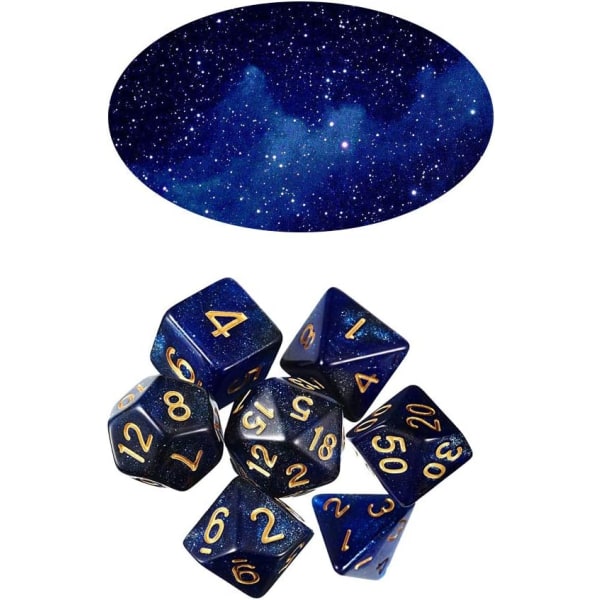 7 stk. (blå sort) polyhedral terninger D20 D12 D10 D8 D6 D4 16mm akryl terningesæt til Dungeons and Dragons DND terninger RPG MTG brætspil dobbelt farve