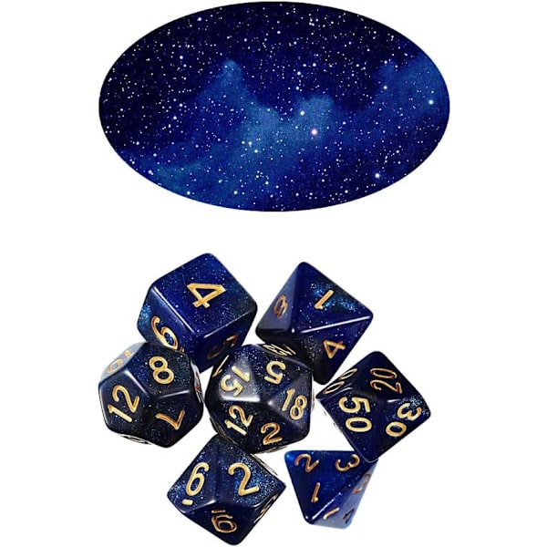 7 stk (blå svart) polyhedral terninger D20 D12 D10 D8 D6 D4 16mm akryl terningsett for Dungeons and Dragons DND terninger RPG MTG brettspill dobbel farge