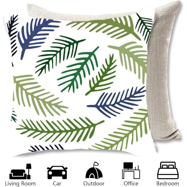 Kuddfodral 45 x 45 cm, set med 4 kuddfodral i bomull och linne, kuddfodral för soffa, utomhus trädgårdssäng, soffkuddar (22-WillowLea