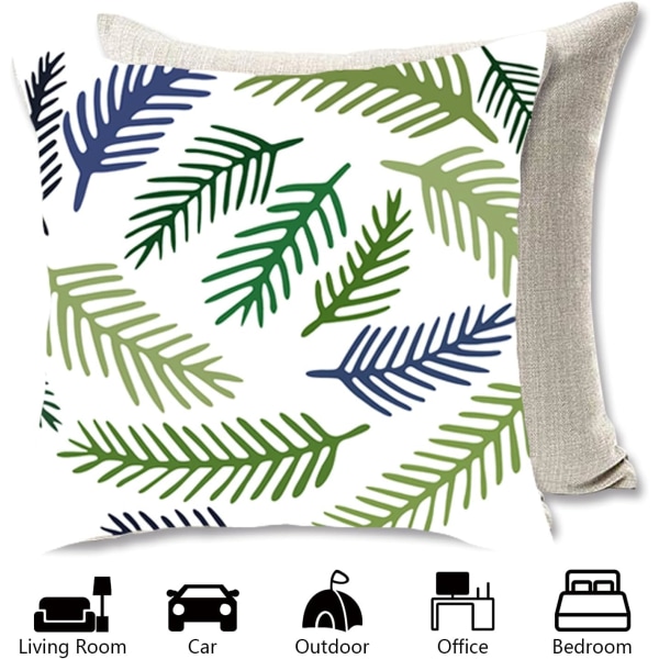 Putetrekk 45 x 45 cm, sett med 4 putetrekk i bomull og lin, putetrekk for sofa, utendørs hage seng sofa puter (22-WillowLea