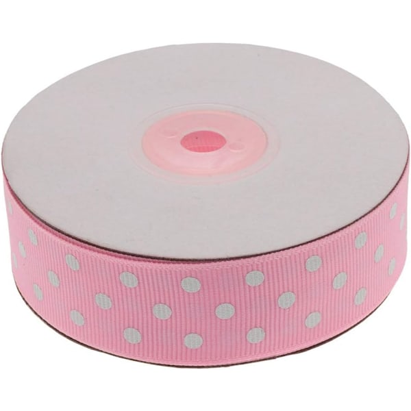 Polka Dot Trykte Grosgrain Bånd, Hvide Polka Dot Farvede Grosgrain Bånd til Gaveindpakning og Håndværk (Pink)