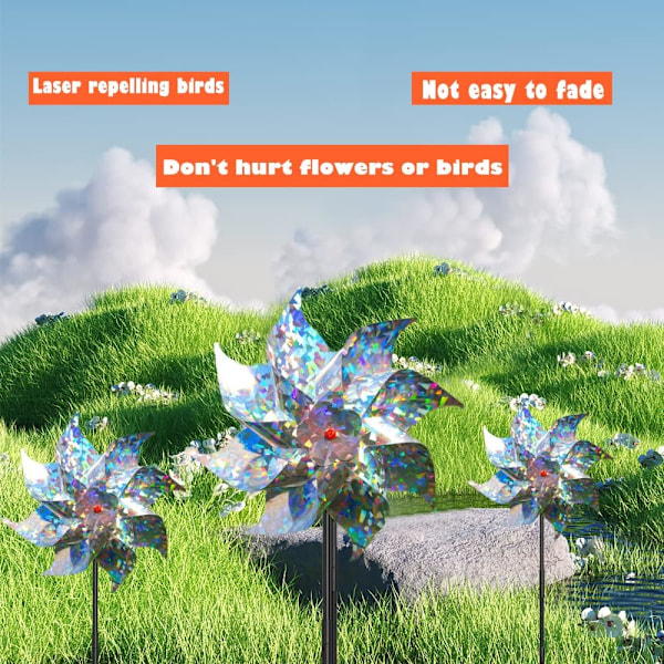 10 stk. Anti-fugl vindmølle Reflekterende vindmølle Reflekterende vindmølle Reflekterende fugleskræmmer til have og udendørs Egnet til have, frugthave og ba