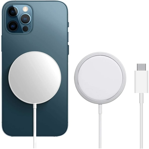 Magnetisk trådlös laddare - Gäller Apple trådlös laddare 15W snabbladdande mobiltelefon Transparent magnetsug (blå)