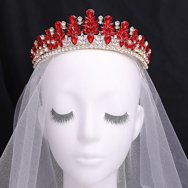 Brudkrona av legering med strass och blad för bröllopsklänning, feststyling, huvudbonad