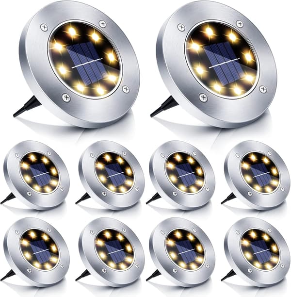 Solcellegadelampe, 10 stk. LED-solcellehavebelysning IP65 Solcellehavebelysning Vandtæt Varm Hvid