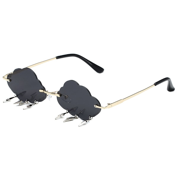 Moderne Cloud Lightning-formede solbriller til kvinder Retro Røde Rimless Punk solbriller til mænd
