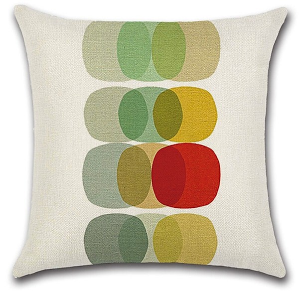 4 st Kuddfodral 45 x 45 cm, Fyrkantiga Dekorativa Soffkuddar Färgglatt Tryckt Geometriskt Mönster Linne Heminredning för Sovrum Vardagsrum Kontor