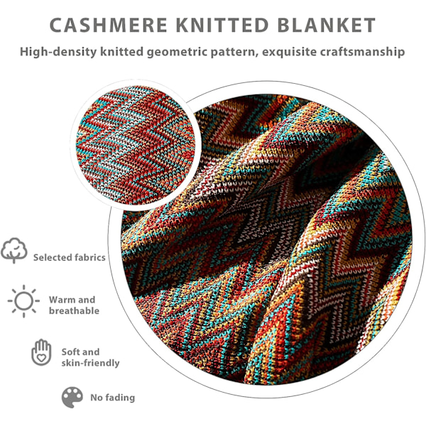 130x230cm Strikket teppe Duskkant Sengetepper Farge Houndstooth Bohemian Rutete Varm Teppe Moteriktig Mykt teppe Sofa Teppe Dekorativt Sengeteppe