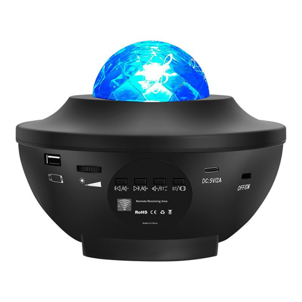 LED-stjärnhimmelprojektor Ocean Wave-projektor med fjärrkontroll / Bluetooth 5.0 / 360 ° rotation / 3 ljusstyrkenivåer Bästa presenter till jul Ea