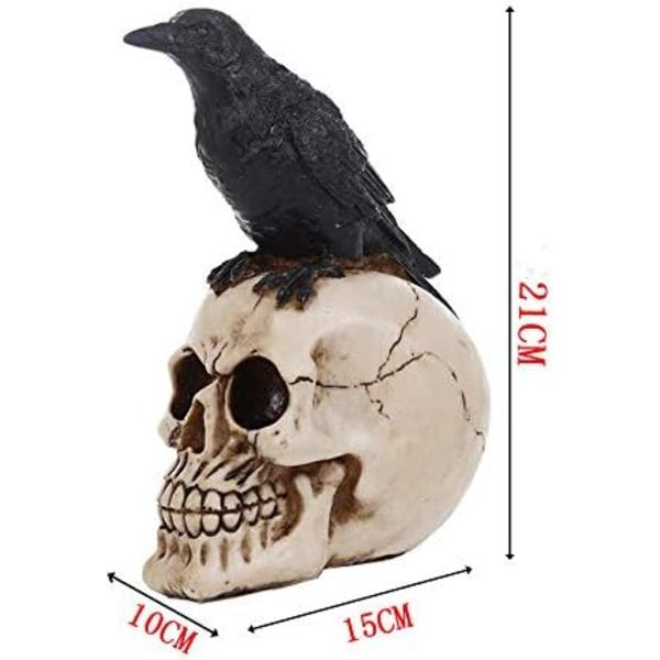 Harpiks Håndværk Statuer til Dekoration Skalle Ravn Skalle Mode Hjem Dekoration Kreativ Statue Brugerdefinerede Ornamenter (21*10*15cm/8.26*3.93*5.9inch)
