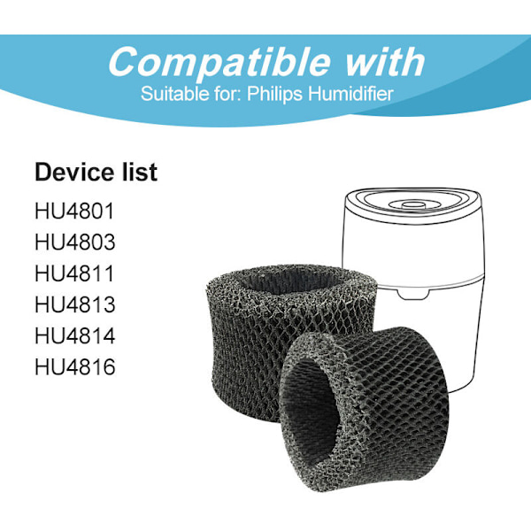 5 kappaleen sarja, yhteensopiva Philips Hu4102 -ilmankostuttimen suodattimen/FY2401 HU4801/4802/4803/4813 kanssa.