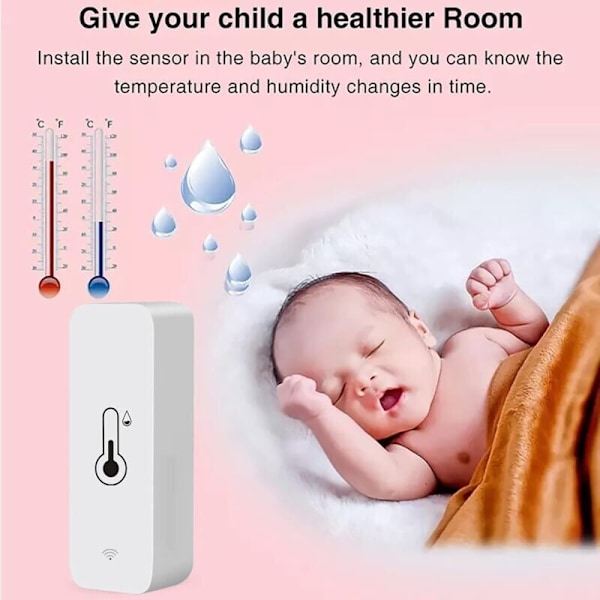 4-pack WiFi Hygrometer för hemmet, inomhus och utomhus - Trådlös temperatur- och fuktighetssensor med fjärrappvarning, fungerar med Tuya-appen
