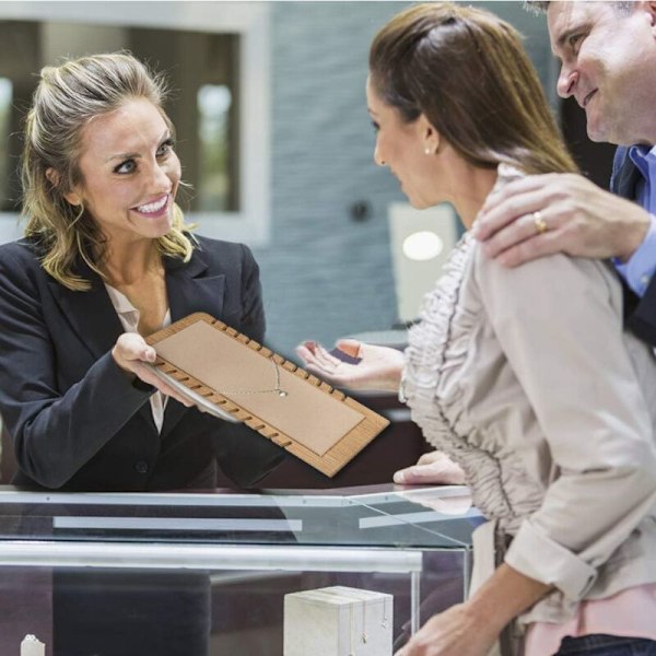 Halskæde display i Boiles i smykke dør opbevaring smykke organizer med læder til vedhæng armbånd, 10x10x26cm