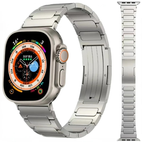 Smal klokkeband kompatibel med Apple Watch Band rustfritt stål metallarmbånd erstatningsjusterbart armbånd for iWatch Series 9/8/7/6/5/4/3/2/1