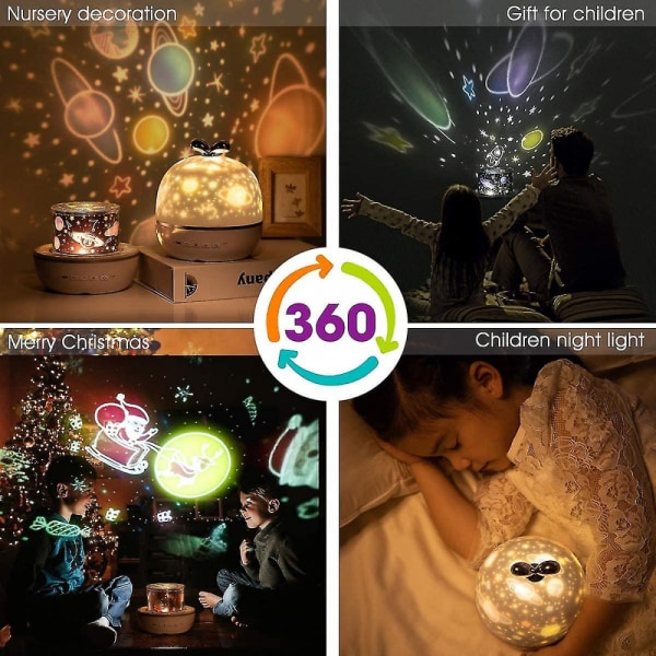 Lasten projektorin valo, 360 astetta pyörivä baby yövaloprojekti