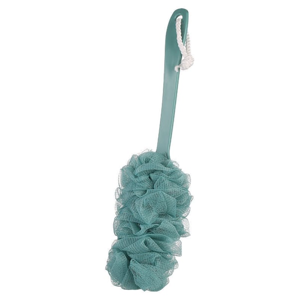 Dusjblomst med langt håndtak, hengende badebørste, ryggbørste, slitesterk badesvamp, dusjbørste for kvinner og menn, eksfolierende loofah (grønn)