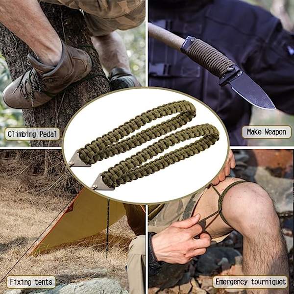 (36inch-16teeth)Bærbar kædesav Håndsav med faldskærmsreb Håndtag Multifunktion Nylon Værktøjssæt, Kabel Sav til Overlevelsesudstyr, Camping, Jagt.