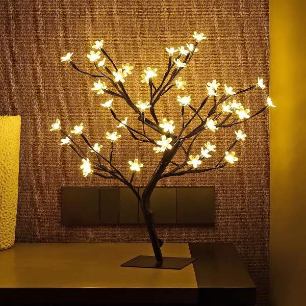 18" Sakura Bonsai Tree, 48 LED-valoa, metallijalusta, lämpimän valkoiset valot, ihanteellinen yövalo, kodin lahjaidea