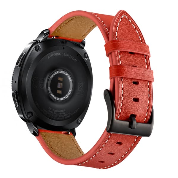 Læderrem, ægte læderrem, egnet til Samsung Watch 3/4, 22mm (rød)
