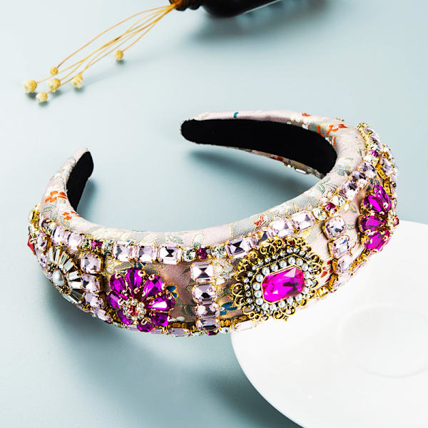 Barock svamp vadderad sammet pannband rosa
