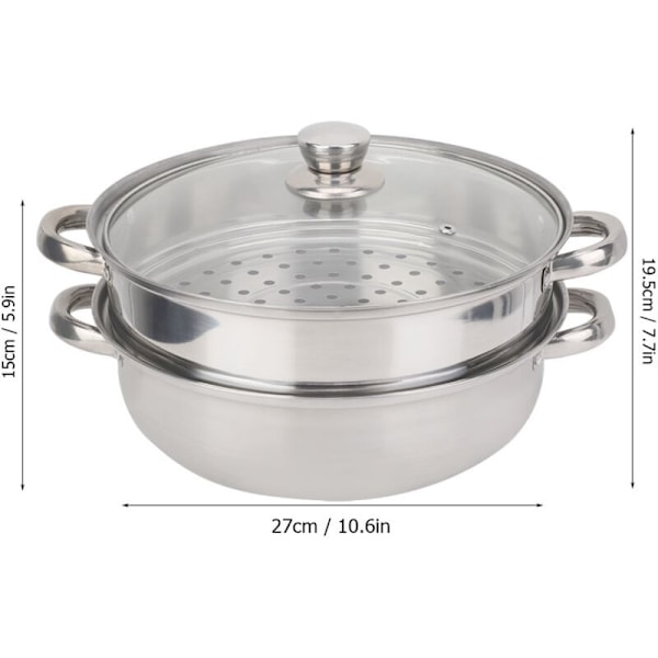Dampkoger i rustfrit stål, 27 cm / 11 tommer rustfrit stål køkkengrej sæt 2-lags dampkoger dobbeltlags dampkoger dampkoger brødpande