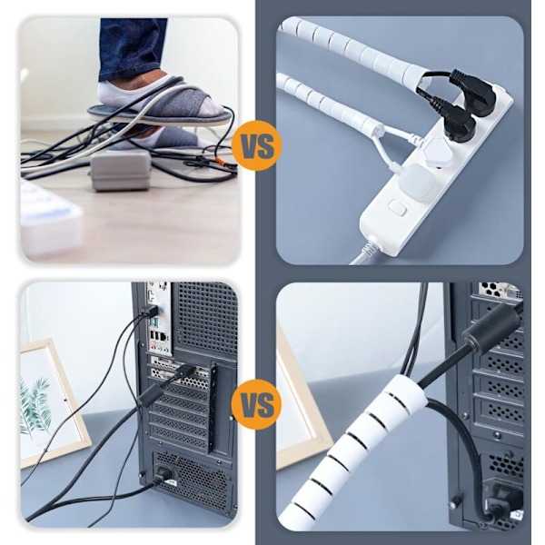 Kabelstyringssystem, 22mm3m spiral Kabel Kabel kabler kabel, DIY Fleksibel kabel kabel til hjemmekontor PC TV Organizer (∅0.87 \")