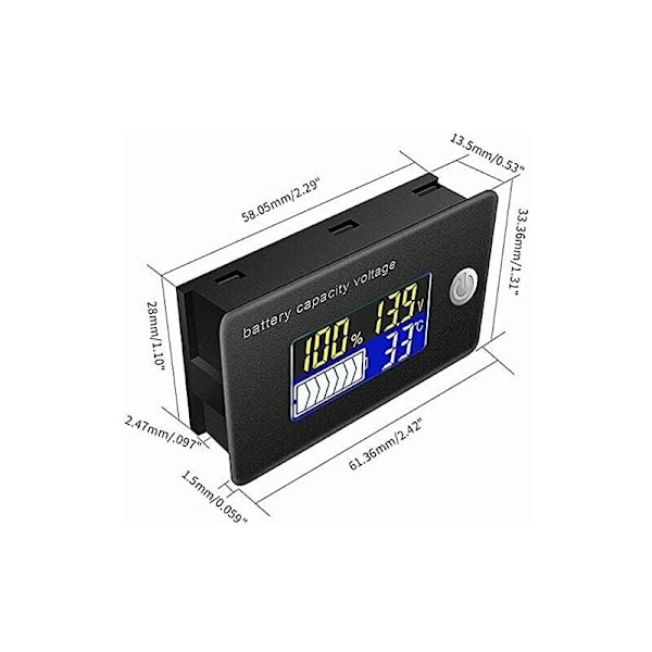 12V Batterikapacitetsindikator LCD-display Voltmeter Temperaturtestare för Li-ion Lifepo4 Blysyra