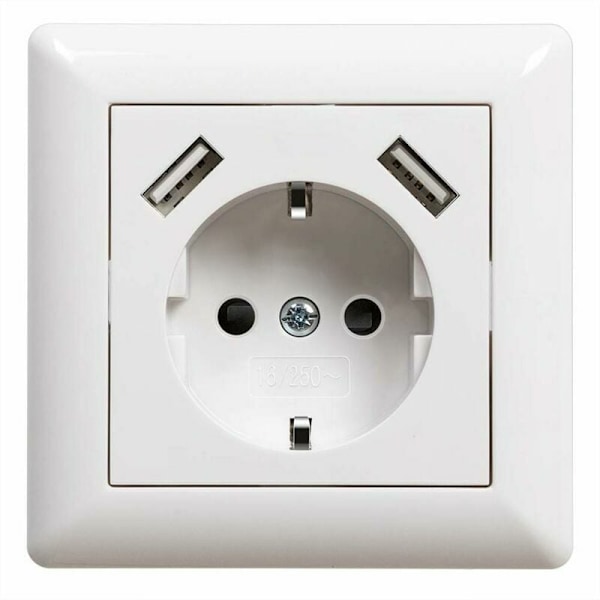 Inbyggt USB-uttag med USB-port (Max. System 55 Väggkontakt Väggkontakt för MP3 Blank Vit Smartphone 2.1 A