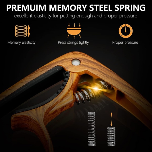 Mørkt tre - 1 stk legering gitar capo egnet for 6 strengers folkegitarer, akustiske og elektriske gitarer, ukulele, mandolin og banjo gitar capo