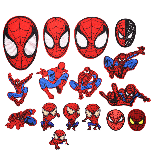 16 Spiderman Tøj Patches Broderi Applikation Syet Jakke Rygsæk Jeans