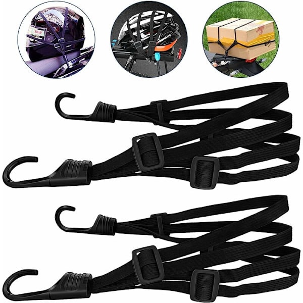 2 st Bungee-snören med krokar, Bungee-snöre för cykel, Bungee-rem för motorcykel, Rem för bagage, Rem för hjälm, Svart Bungee-snöre, Rem för motorcykel etc. (
