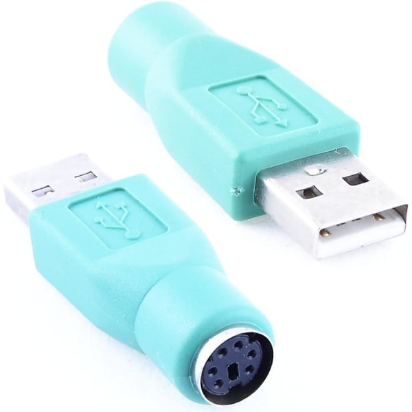 USB hann til PS2 hunnadapter, omformerkontakt, grønn