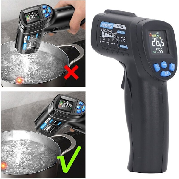 Infraröd Termometer, -50°C～550°C Beröringsfri Lasertermometer med Färg LCD-Display för Kök/Reparation/Pizza/Industri (EJ för Människor)