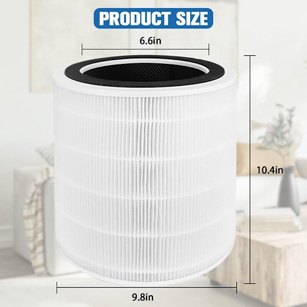LV-H135 Erstatningsfilter Kompatibelt med LEVOIT LV-H135, LV-H135-RF, H13 Grade True HEPA og Aktivert Kullfilter